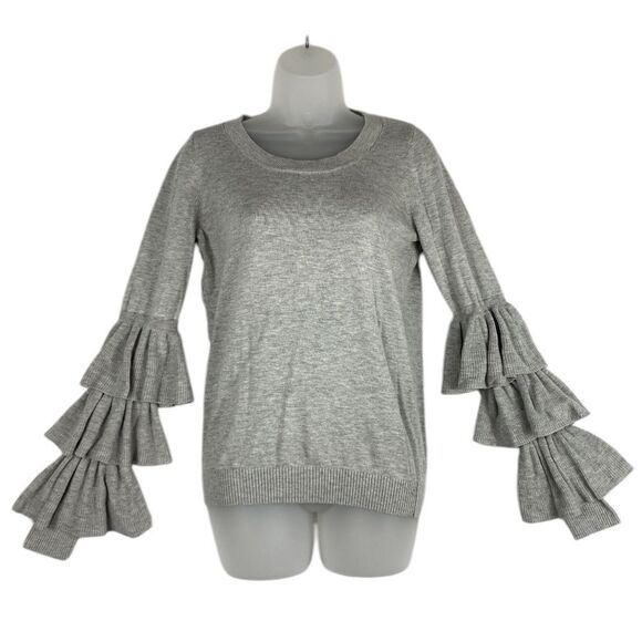 Harper Lane Women's Gray Ruffle Sleeve  Sweater Sz Small - Picture 1 of 11